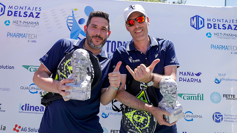 Jesús Marcos y Samuel Blanco, de GALENICUM, campeones absolutos del XII torneo de pádel de la industria farmacéutica